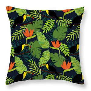 Toucan Jungle Pattern - Throw Pillow
