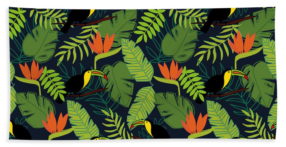 Toucan Jungle Pattern - Beach Towel