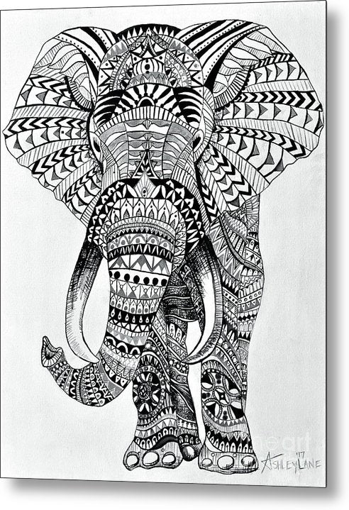 Tribal Elephant Mandala - Metal Print