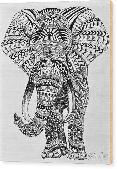 Tribal Elephant Mandala - Wood Print