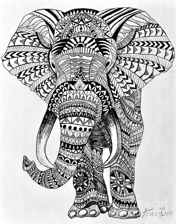 Tribal Elephant Mandala - Art Print